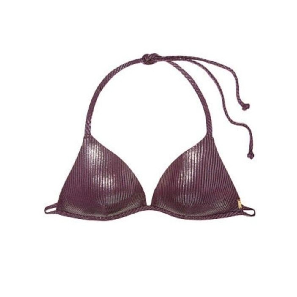 PINK Victoria secret metallic purple burgundy bikini top Size Large